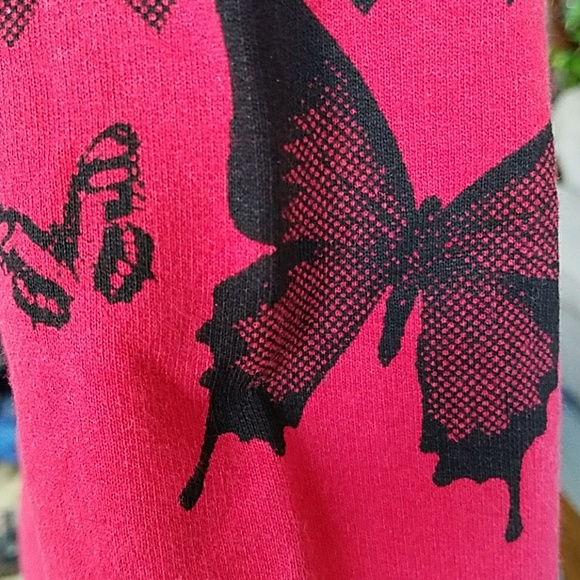 H&M RED HOODIE W/ BUTTERFLIES - Picture 4 of 8